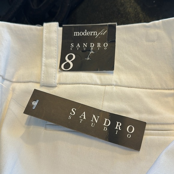 Sandro Modern Fit Soft White Trousers Old Money Basics Wide Leg NWT Size 8 - Picture 11 of 12